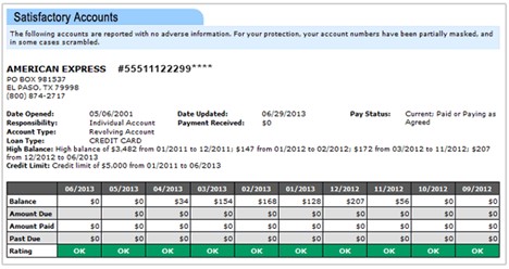 credit accounts listed on credit report