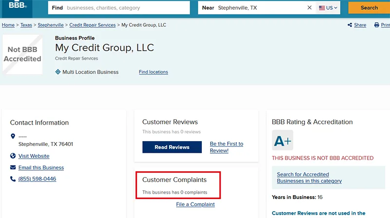 MyCreditGroup BBB Reviews